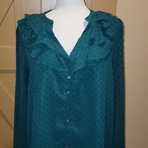 Womens J Crew embossed dot Blouse XL